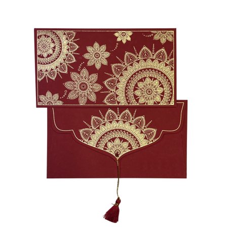 Enveloppe Cadeau- Mandala - Rouge/Or 